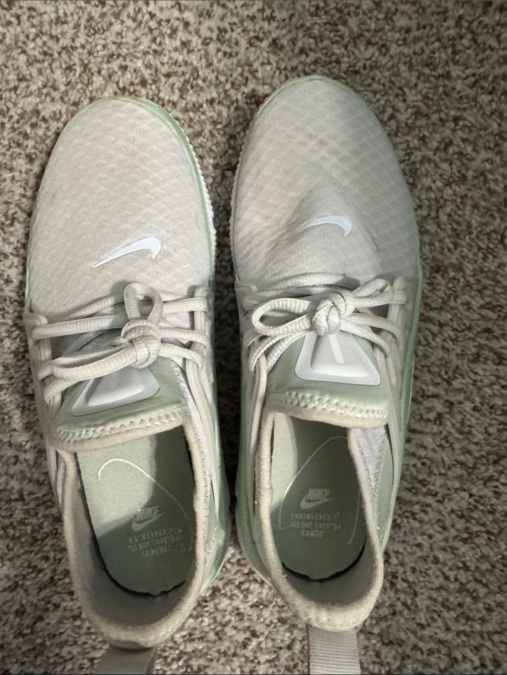 Nike Mint Green and White Women's Sneakers